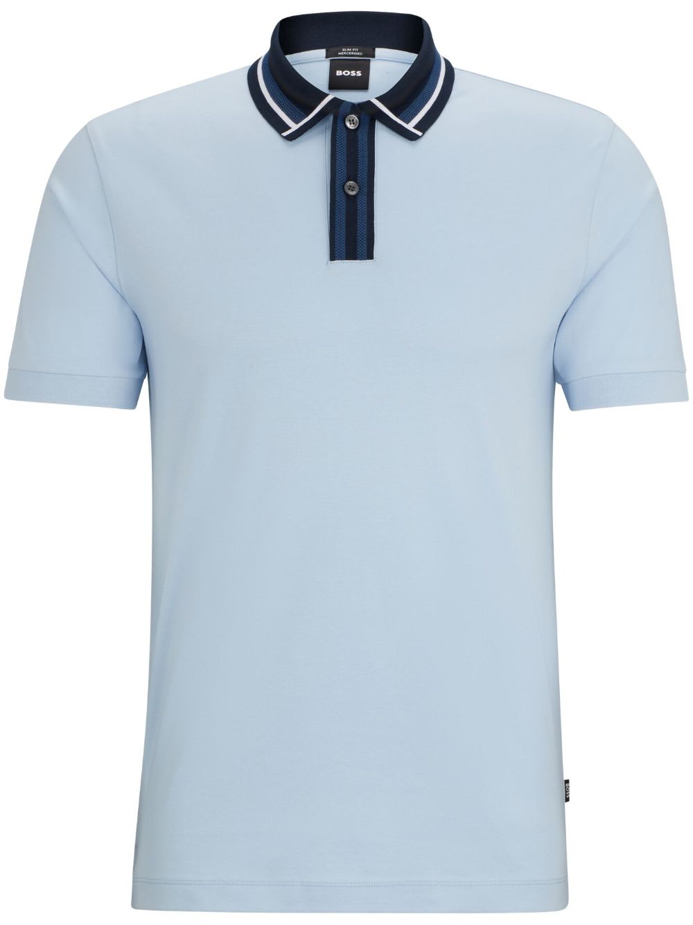 BOSS stripe-trim cotton polo shirt - Blue von BOSS