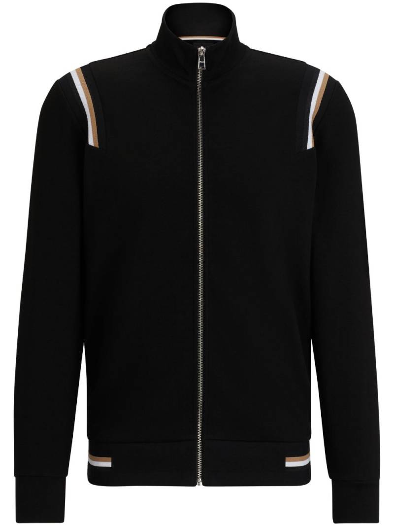 BOSS stripe-trim zip-up sweatshirt - Black von BOSS