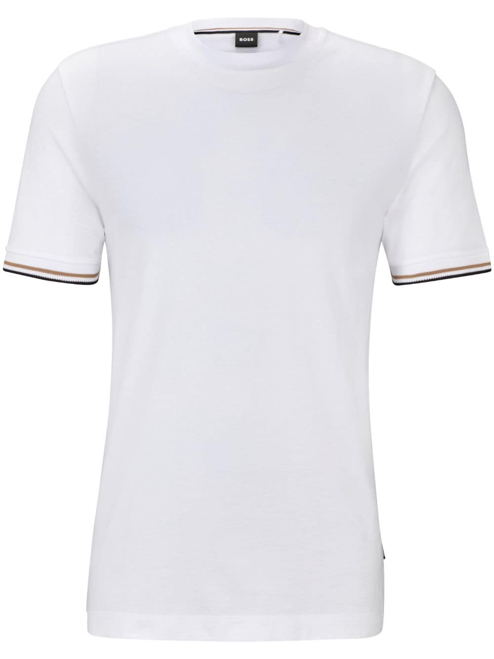 BOSS striped-cuffs cotton T-shirt - White von BOSS