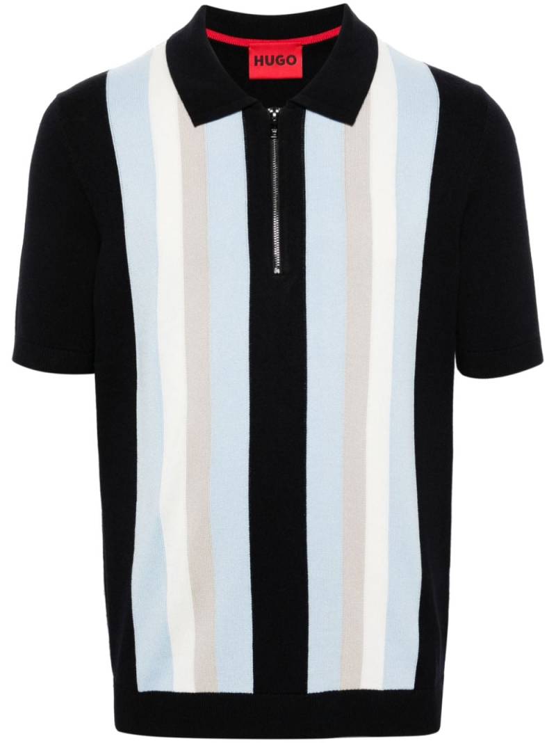 BOSS striped zipped polo shirt - Blue von BOSS