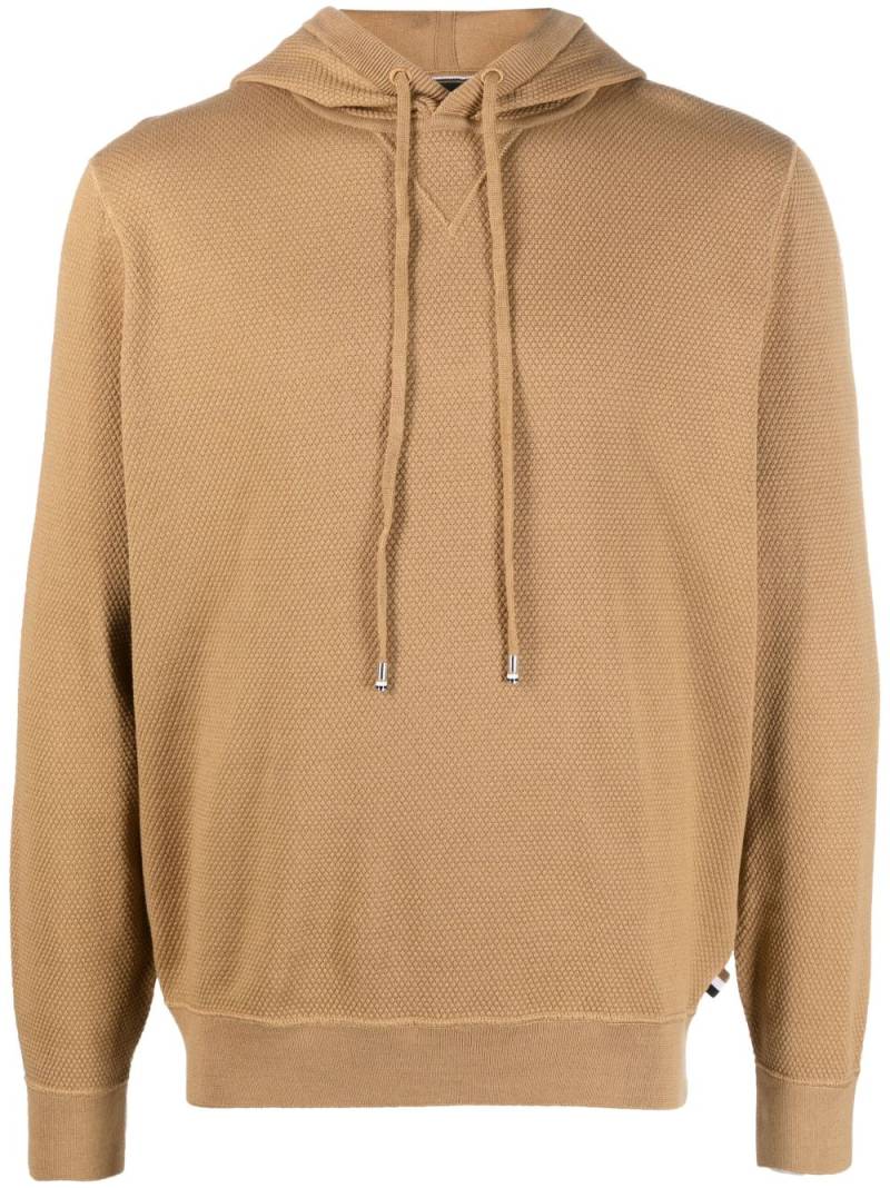 BOSS textured cotton hoodie - Neutrals von BOSS