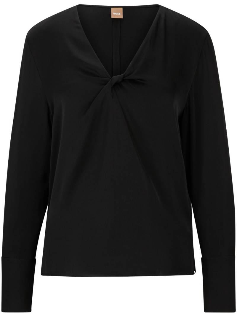 BOSS twist-detailing silk blouse - Black von BOSS