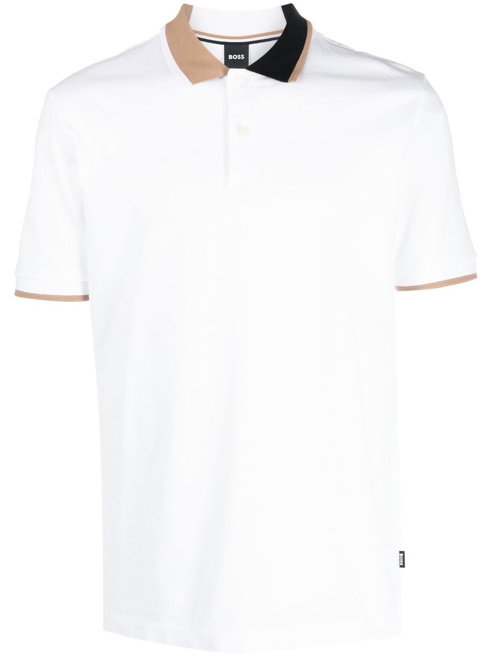 BOSS two-tone collar polo shirt - White von BOSS