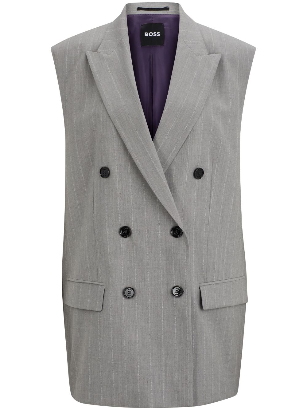 BOSS x Naomi Campbell pinstriped virgin wool waistcoat - Grey von BOSS
