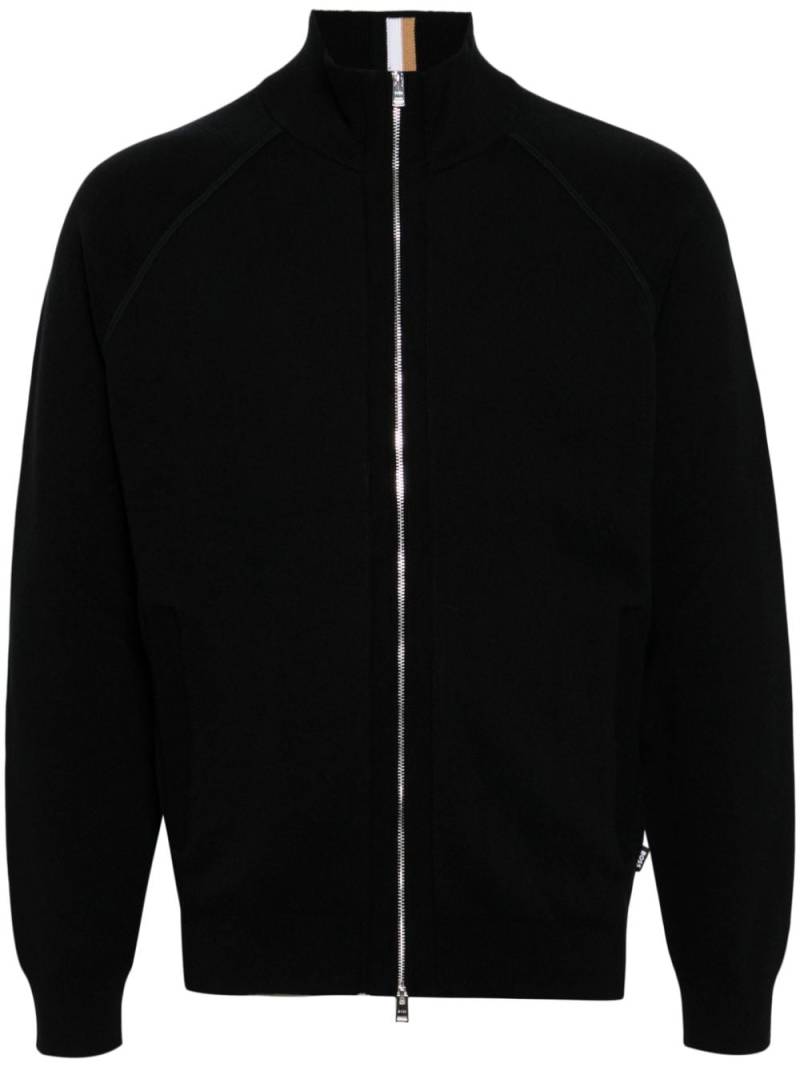BOSS zip-up cotton-wool cardigan - Black von BOSS