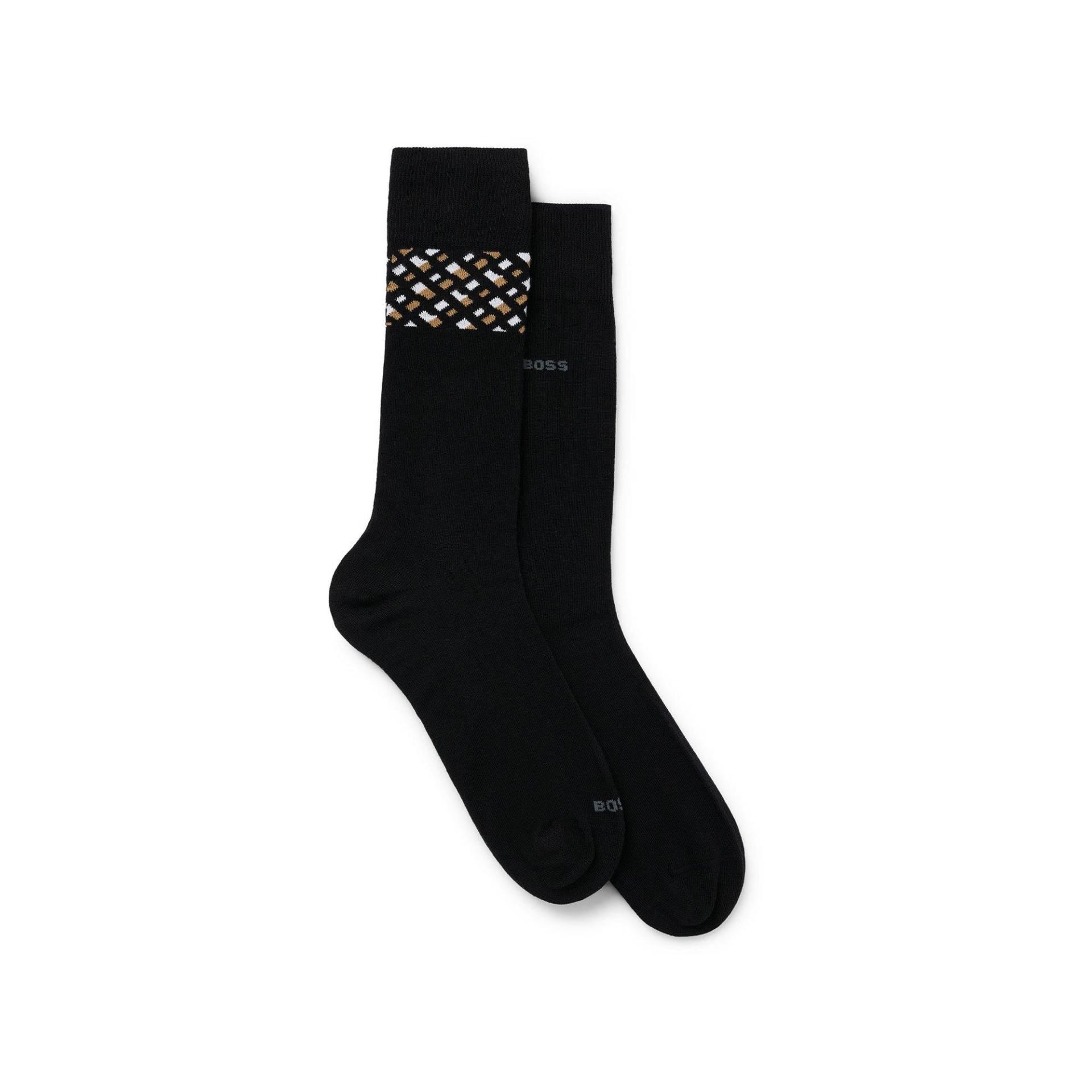 Duopack, Wadenlange Socken Herren Black 43-46 von BOSS