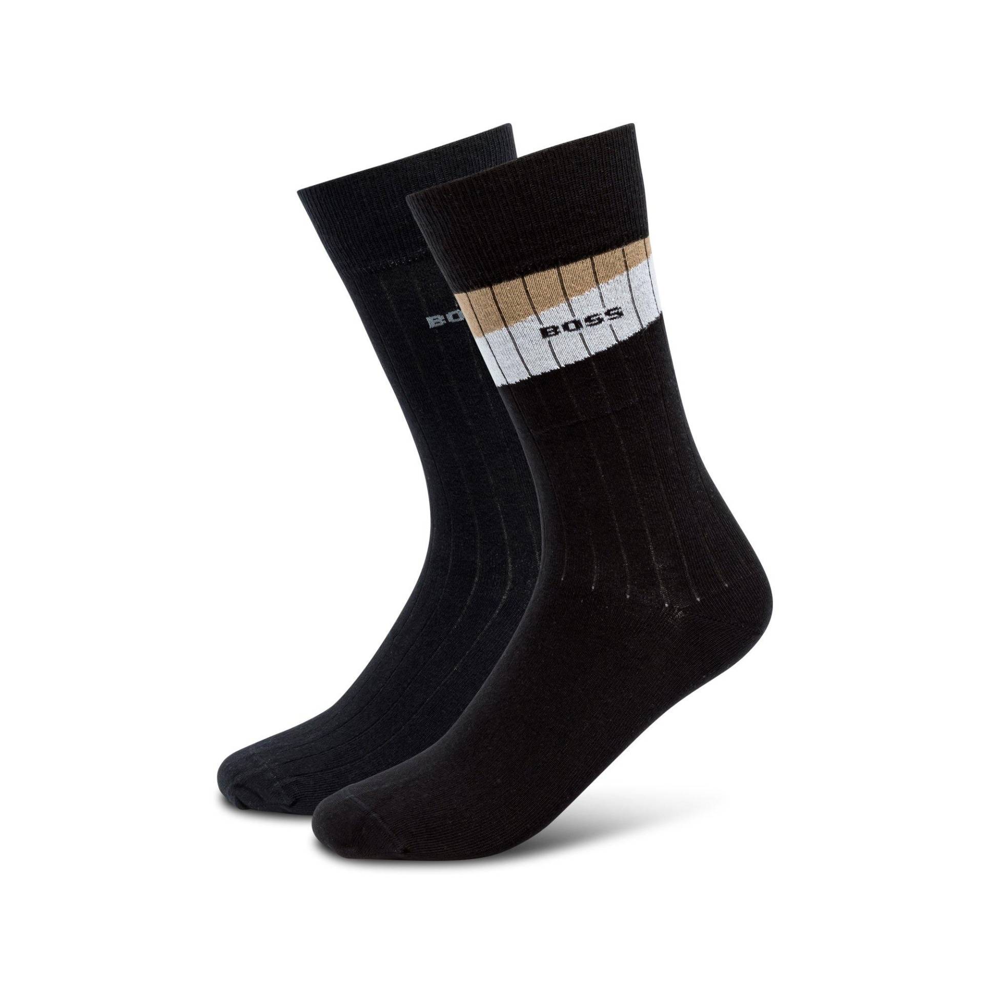 Duopack, Wadenlange Socken Herren Black 39-42 von BOSS