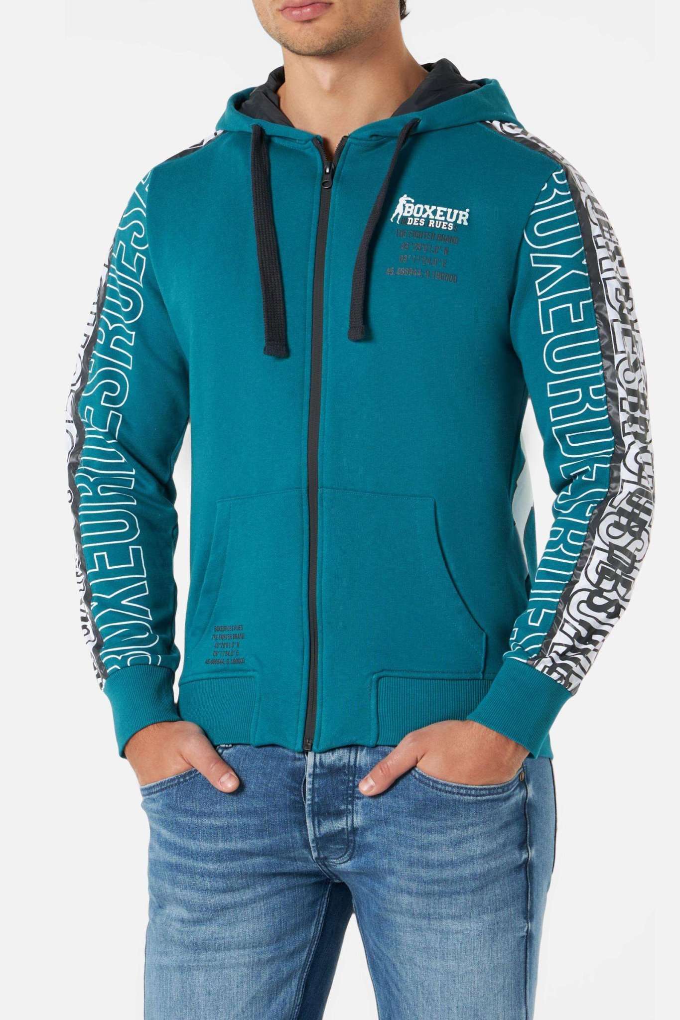 BOXEUR DES RUES Sweatjacke »Sweatjacken Hooded Full Zip With Prints« von BOXEUR DES RUES