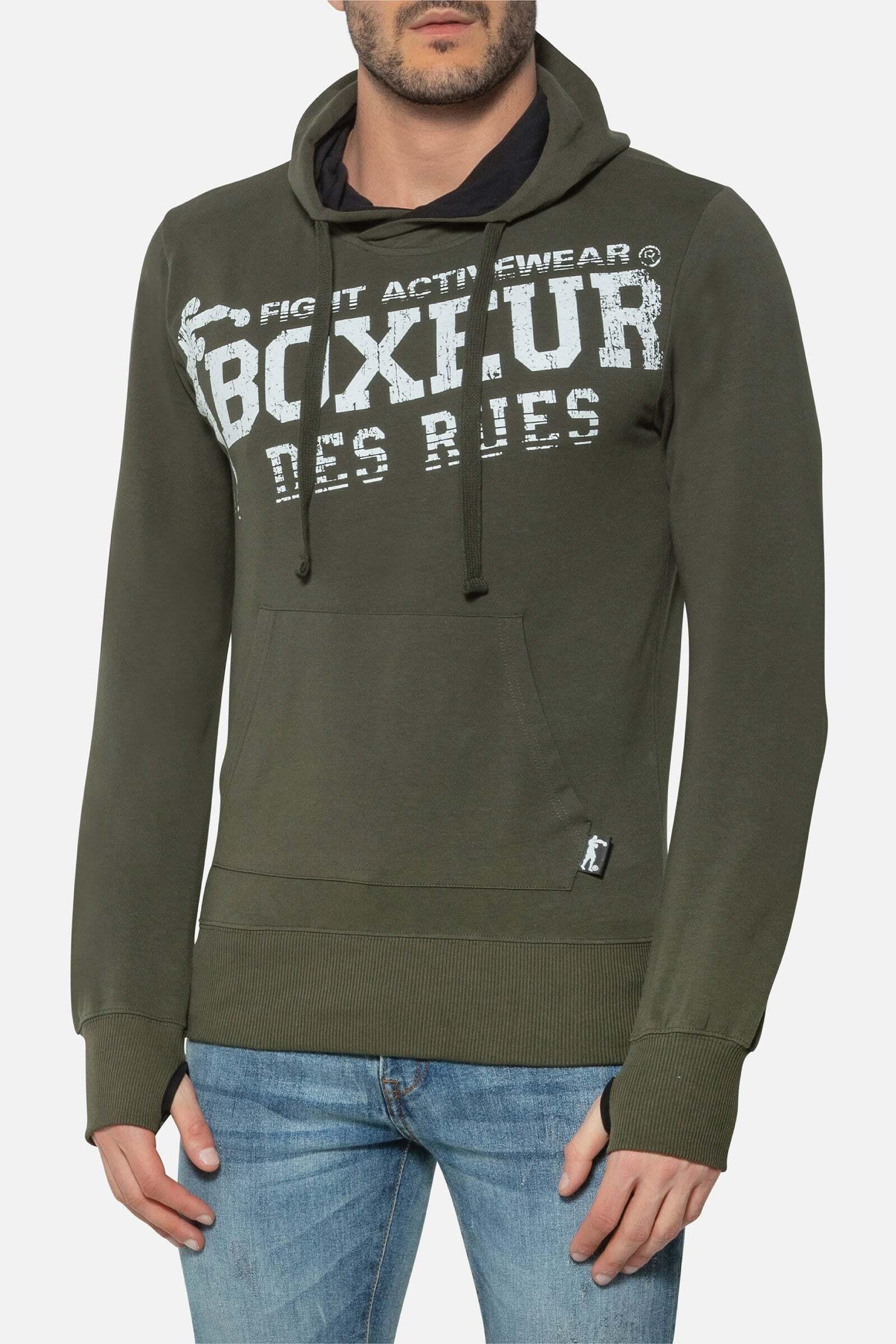 Kapuzenpullover Hooded Sweatshirt With Thumb Openings Herren Grün XL von BOXEUR DES RUES