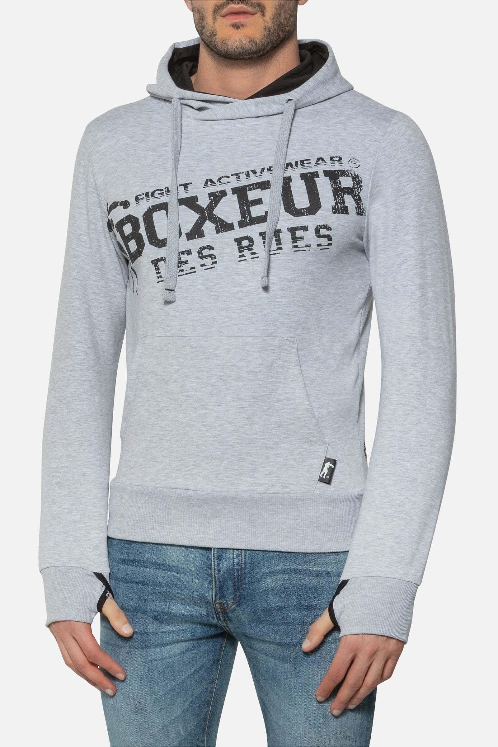 Kapuzenpullover Hooded Sweatshirt With Thumb Openings Herren Taubengrau L von BOXEUR DES RUES