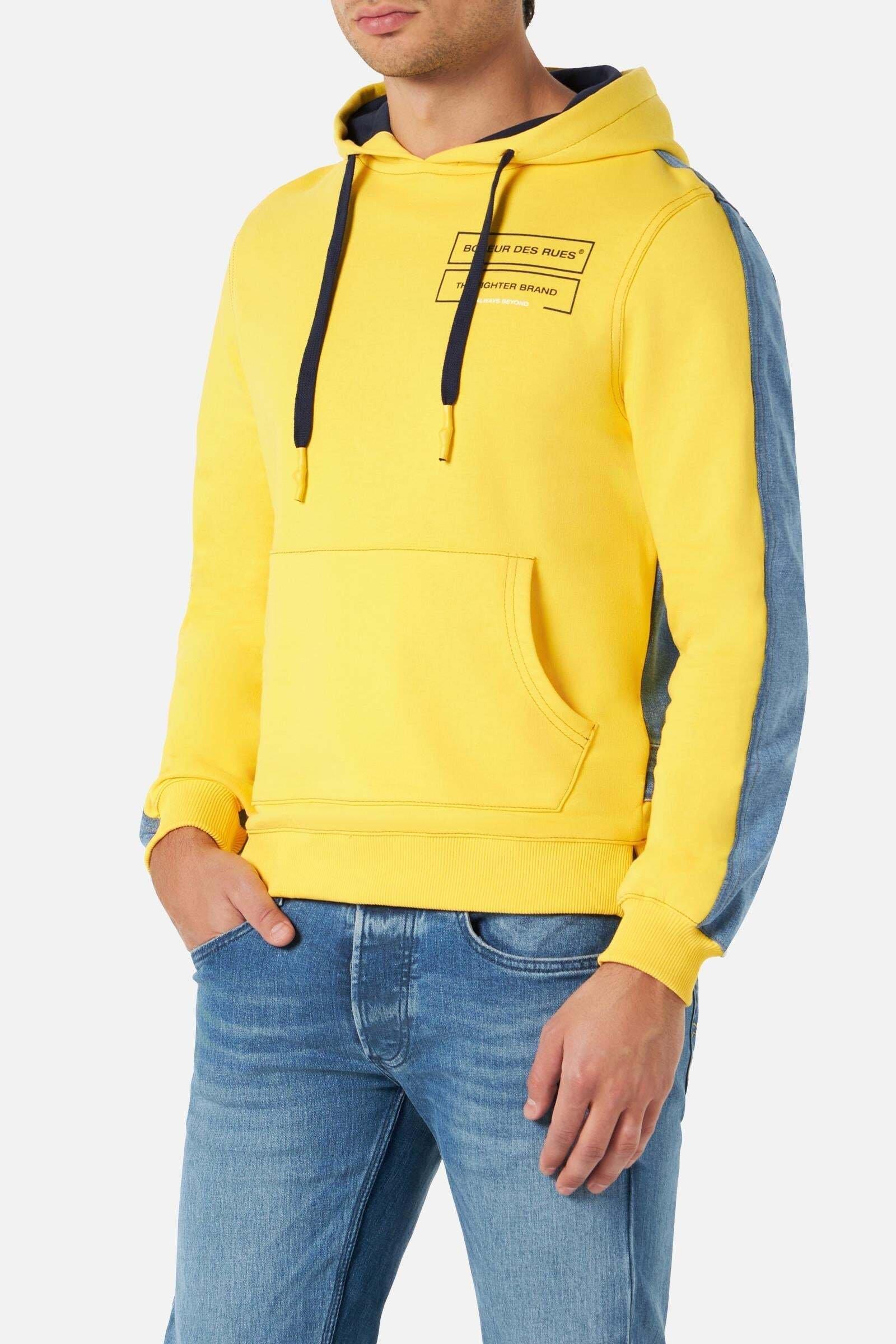 Kapuzenpullover Mixed Fabric Hoodie Herren Gelb Bunt L von BOXEUR DES RUES