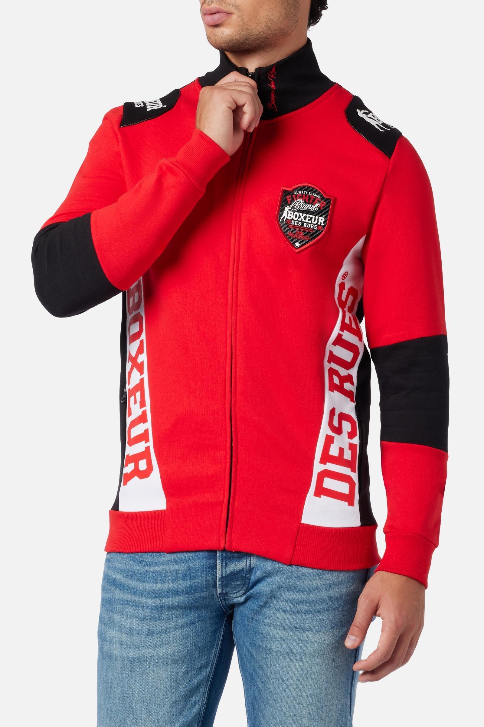 Sweatshirts High Neck Full Zip Sweatshirt Herren Rot Bunt M von BOXEUR DES RUES