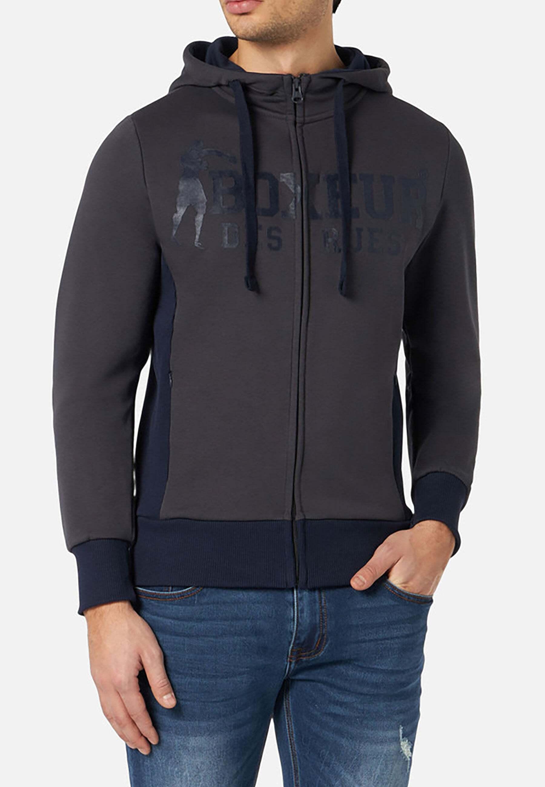 Sweatshirts Hooded Full Zip Sweatshirt Herren Taubengrau XL von BOXEUR DES RUES