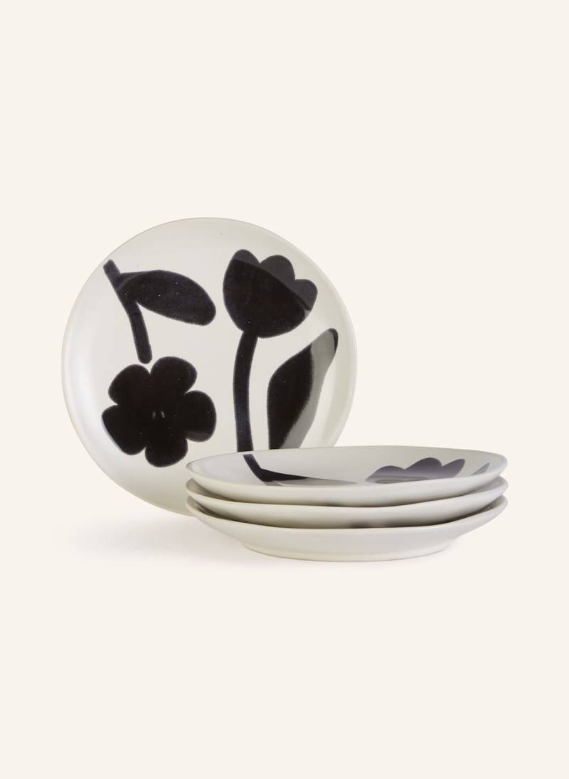 Broste Copenhagen 4er-Set Dessertteller Flora weiss von BROSTE COPENHAGEN