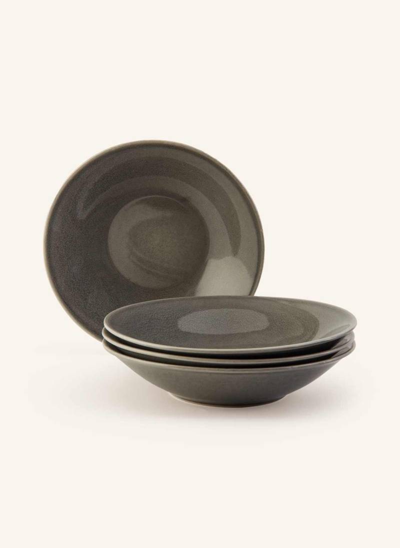 Broste Copenhagen 4er-Set Suppenteller Nordic Rain grau von BROSTE COPENHAGEN