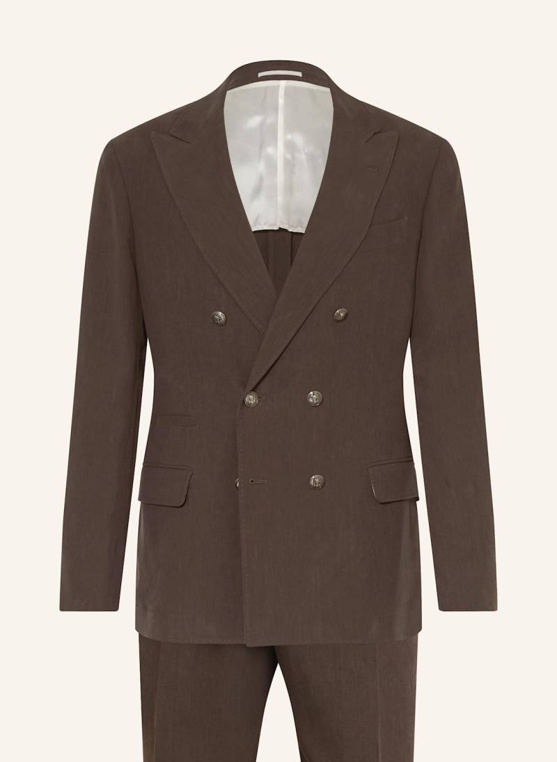 Brunello Cucinelli Anzug Extra Slim Fit Aus Leinen braun von BRUNELLO CUCINELLI