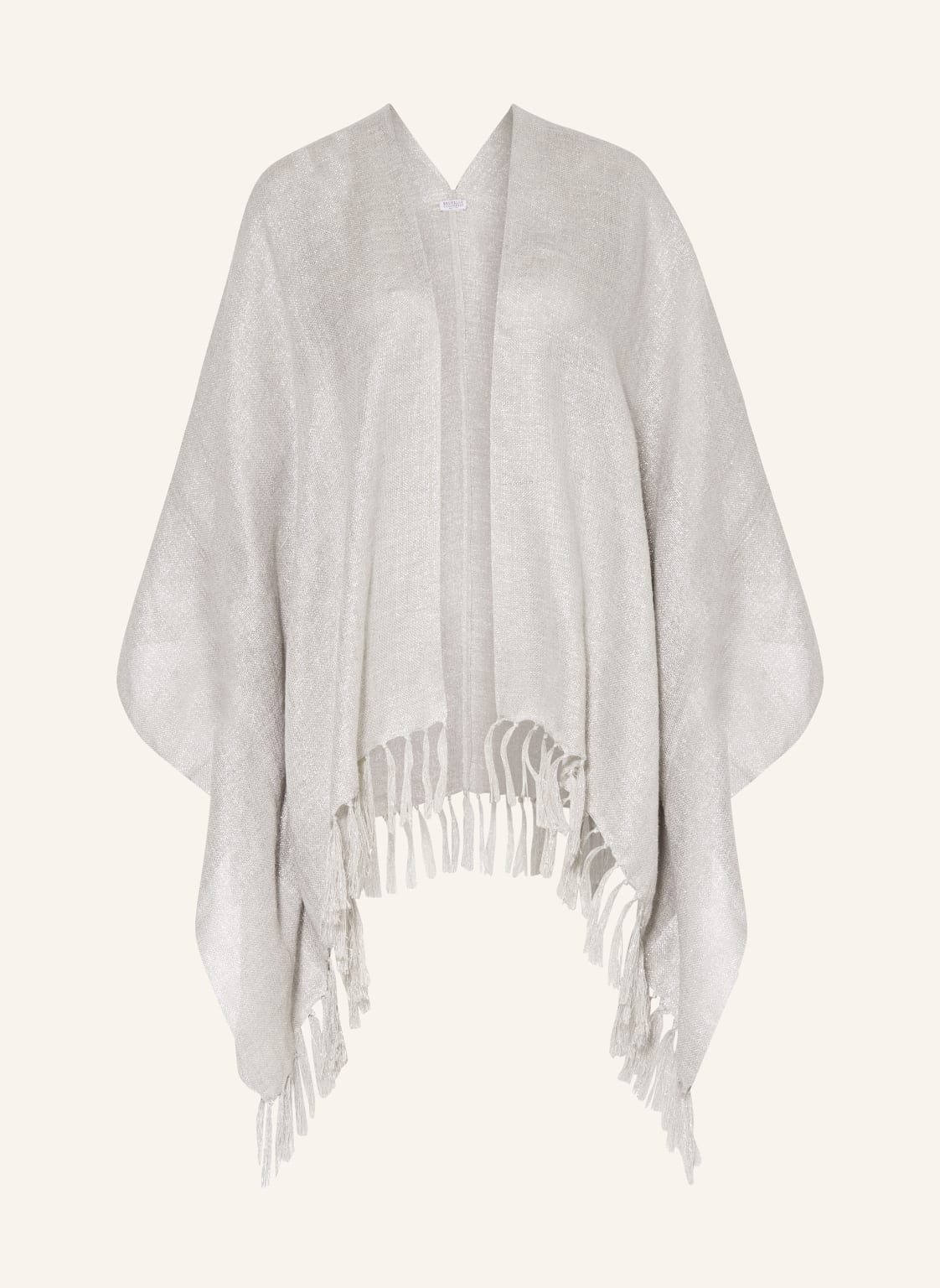 Brunello Cucinelli Cape Aperto Mit Glitzergarn grau Brunello Cucinelli Cape Aperto Mit Glitzergarn grau von BRUNELLO CUCINELLI