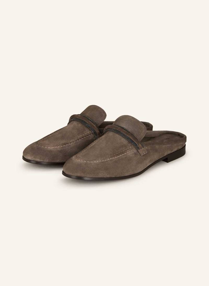 Brunello Cucinelli Mules Mit Schmucksteinen braun von BRUNELLO CUCINELLI