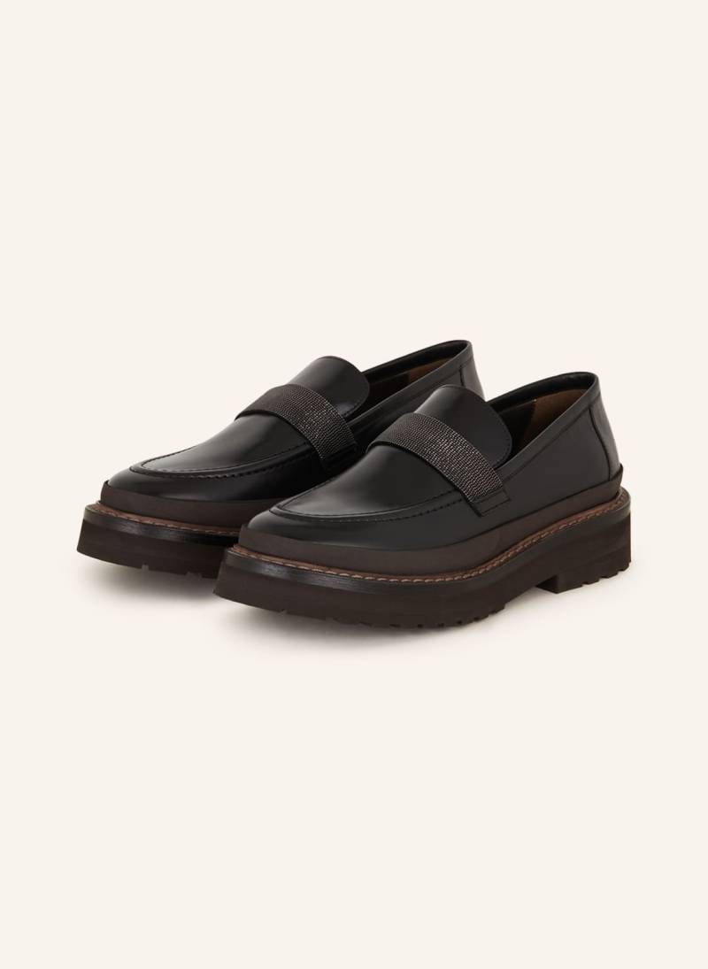 Brunello Cucinelli Penny-Loafer Mit Schmucksteinen schwarz von BRUNELLO CUCINELLI