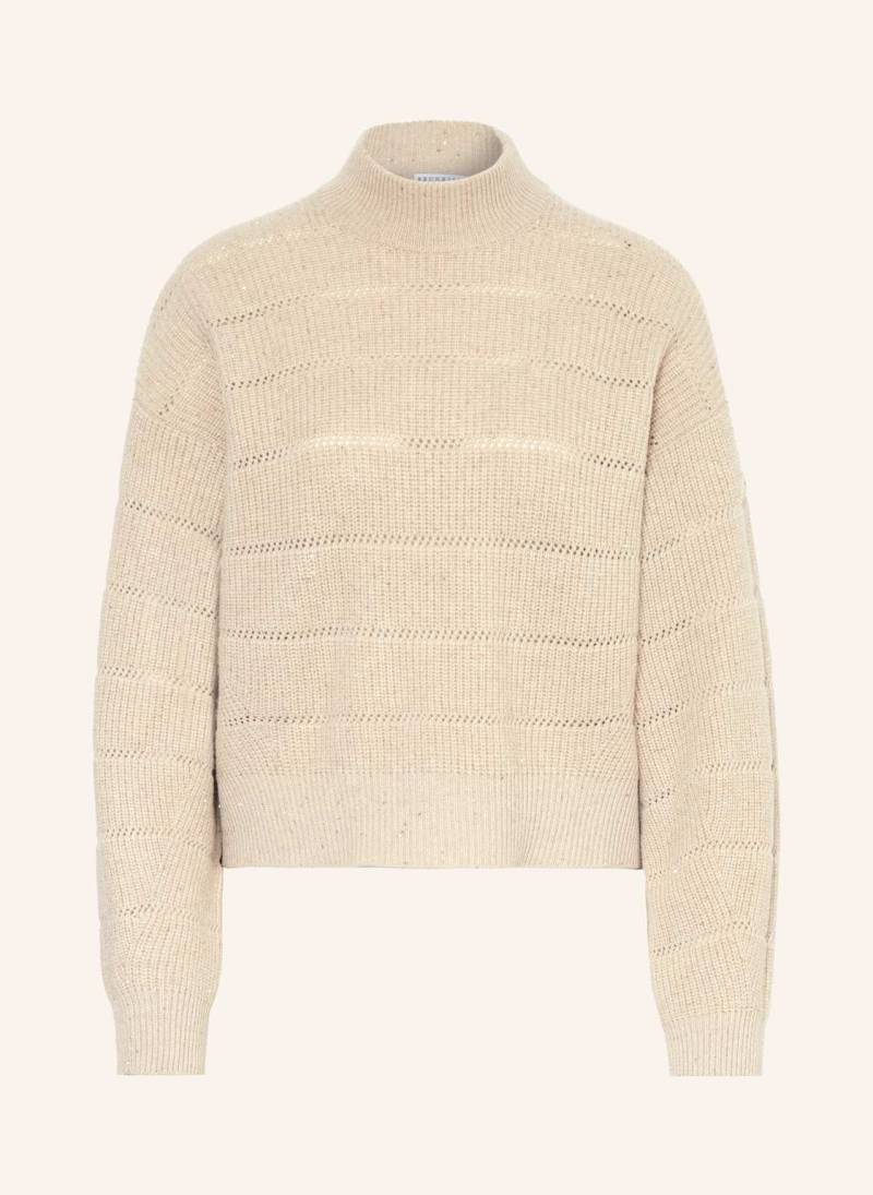 Brunello Cucinelli Pullover Mit Cashmere Und Glitzergarn beige von BRUNELLO CUCINELLI
