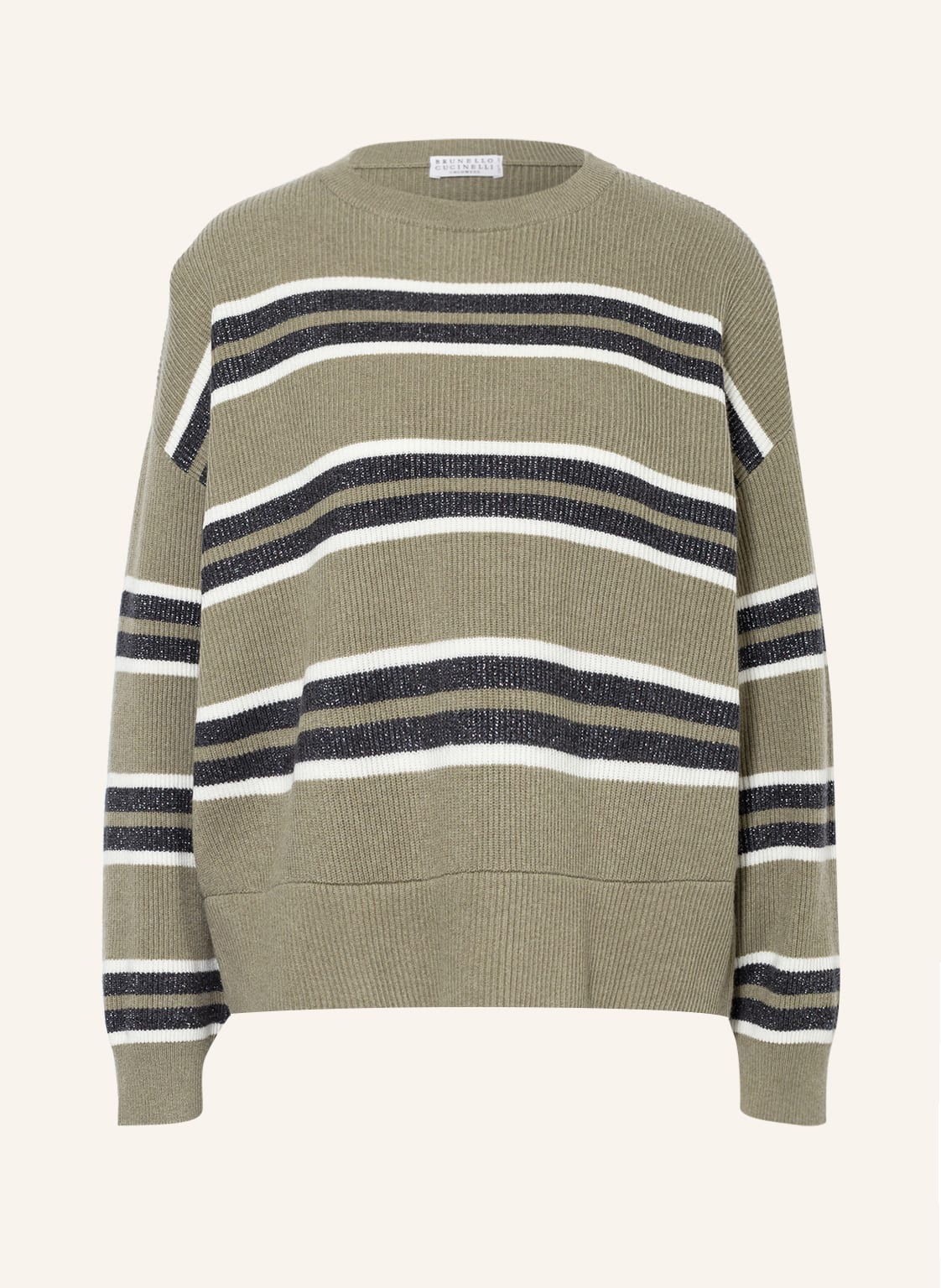 Brunello Cucinelli Pullover Mit Cashmere Und Glitzergarn gruen von BRUNELLO CUCINELLI