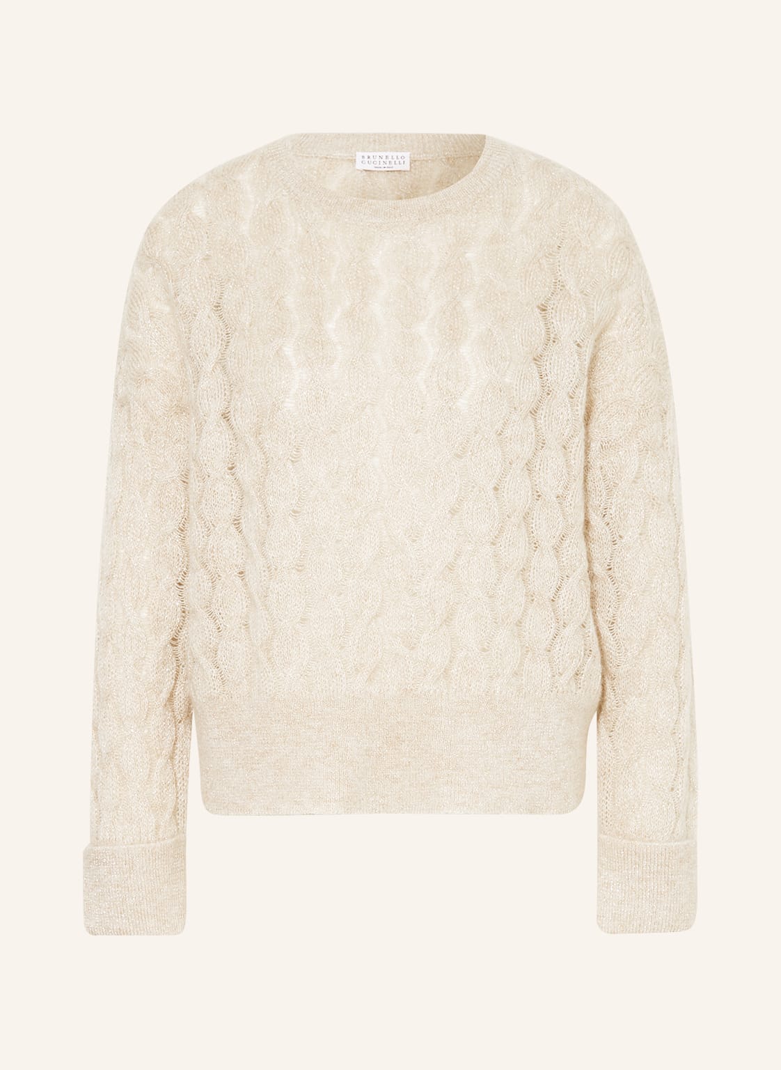 Brunello Cucinelli Pullover Mit Mohair Und Glitzergarn beige von BRUNELLO CUCINELLI