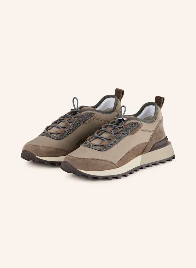 Brunello Cucinelli Sneaker Mit Schmucksteinen braun von BRUNELLO CUCINELLI