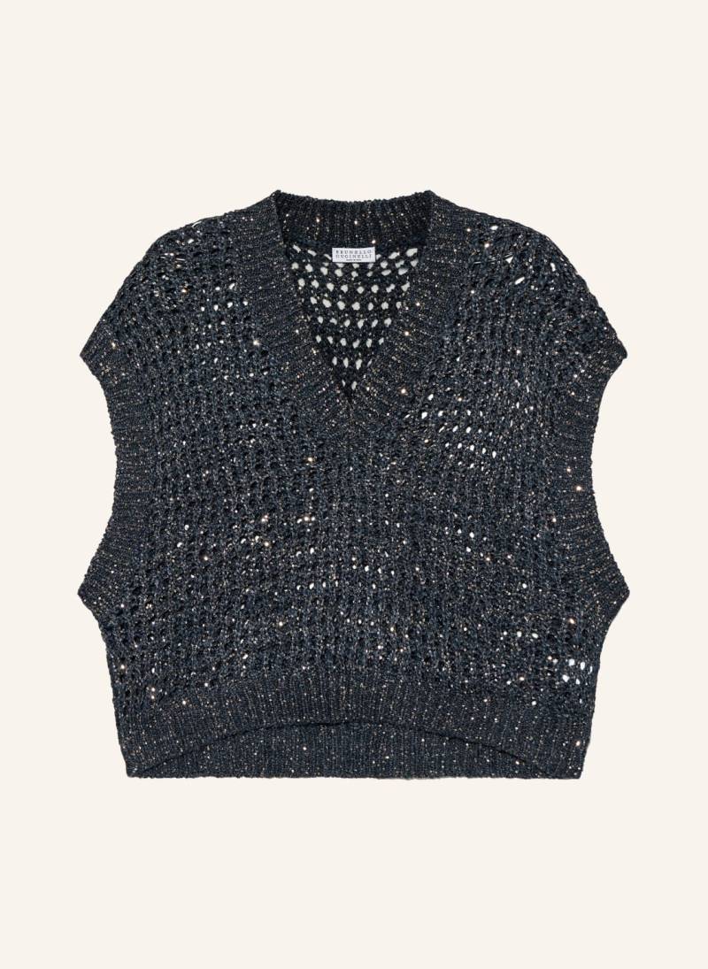 Brunello Cucinelli Strickshirt Mit Seide Und Leinen blau von BRUNELLO CUCINELLI