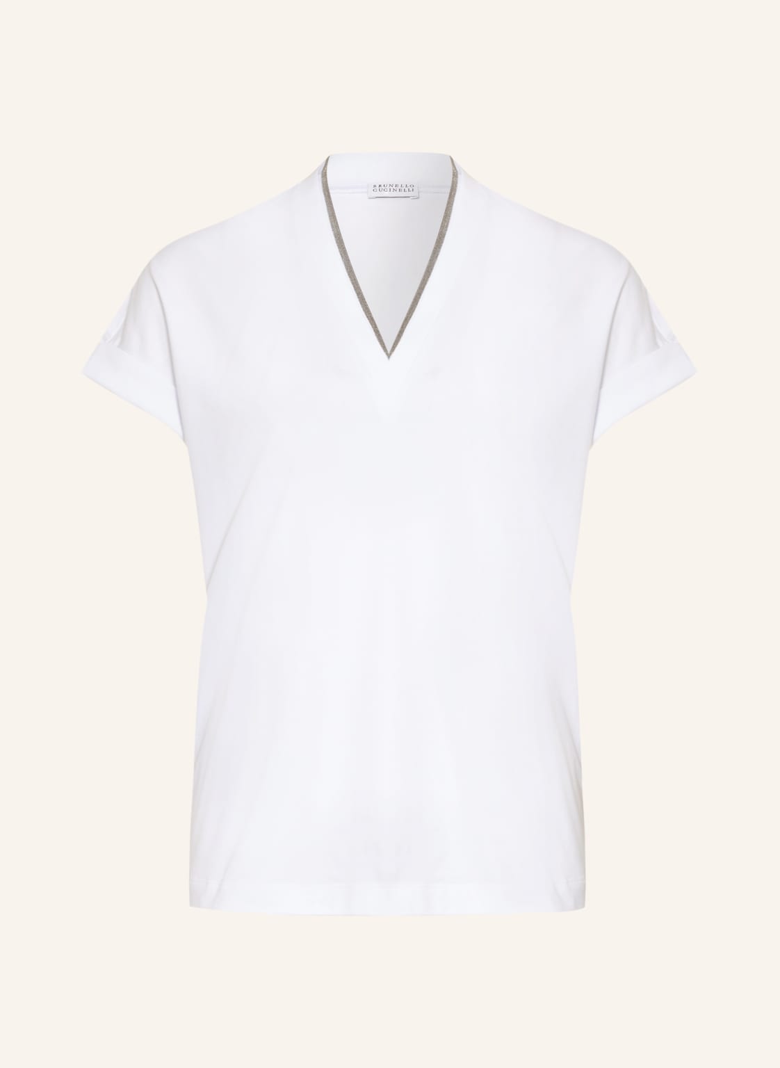 Brunello Cucinelli T-Shirt Mit Schmucksteinbesatz weiss Brunello Cucinelli T-Shirt Mit Schmucksteinbesatz weiss von BRUNELLO CUCINELLI