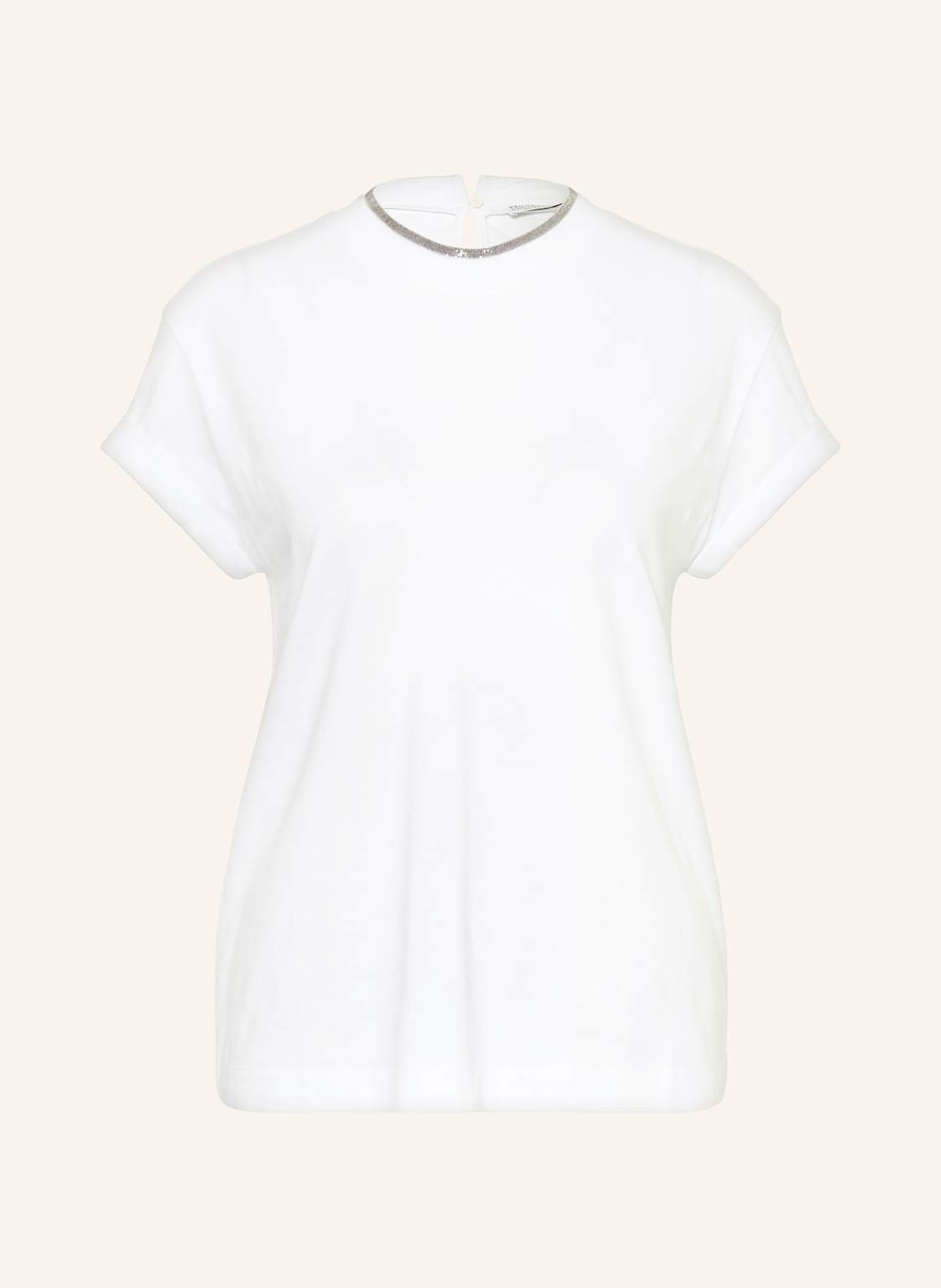 Brunello Cucinelli T-Shirt Mit Zierperlen weiss Brunello Cucinelli T-Shirt Mit Zierperlen weiss von BRUNELLO CUCINELLI
