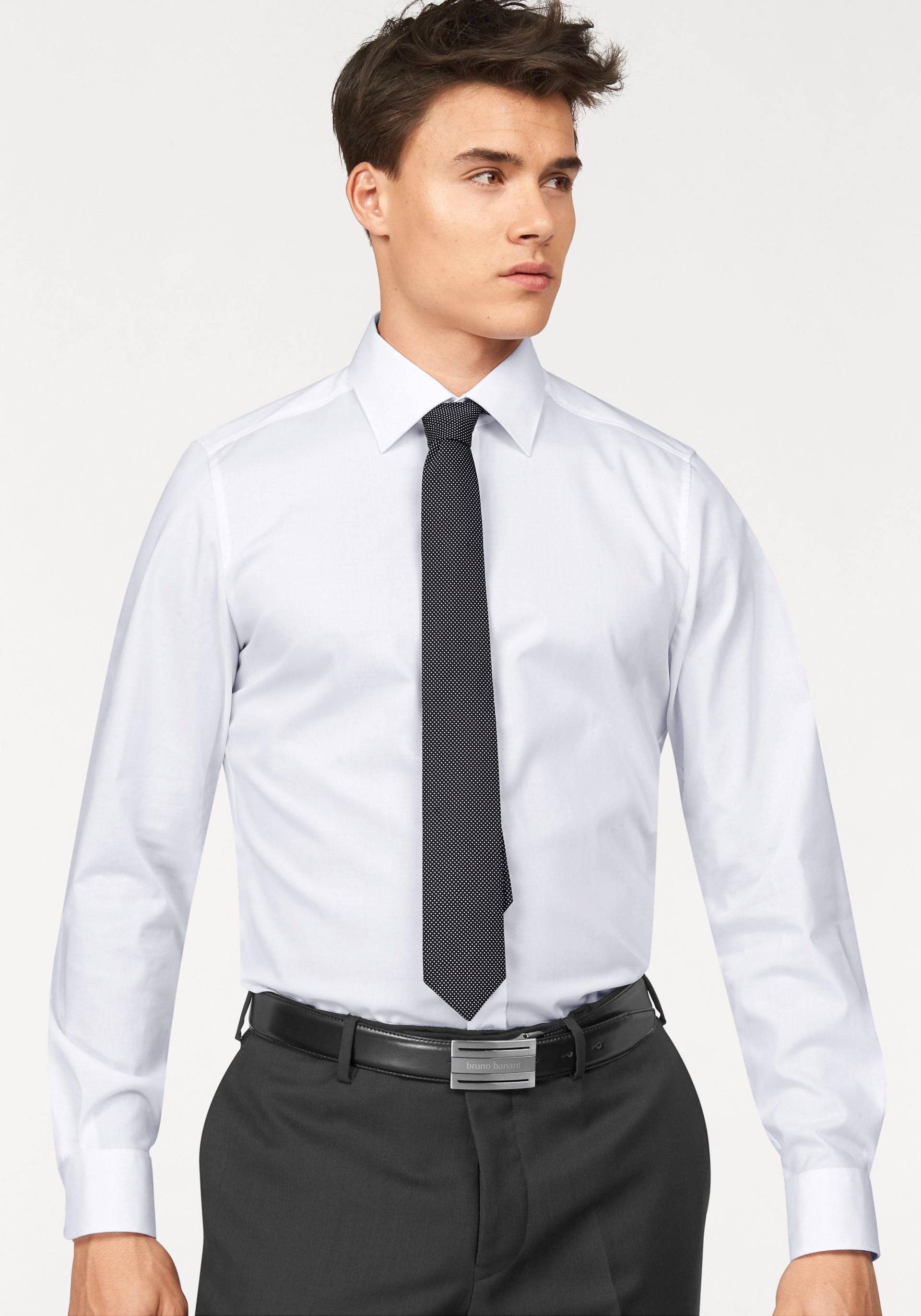 Bruno Banani Langarmhemd »Slim-fit«, Formbeständig durch Elastananteil von Bruno Banani