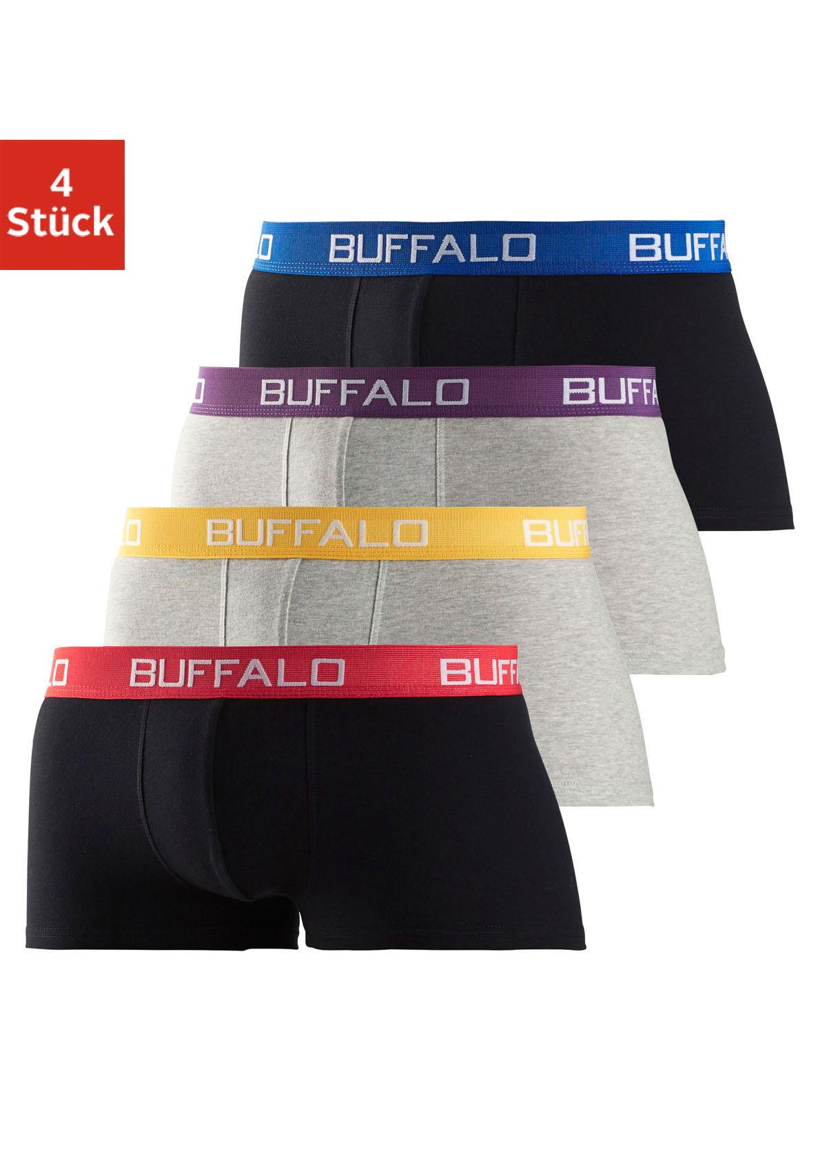 Buffalo Boxershorts, (Packung, 4 St.), in Hipster-Form mit Kontrastbund von Buffalo