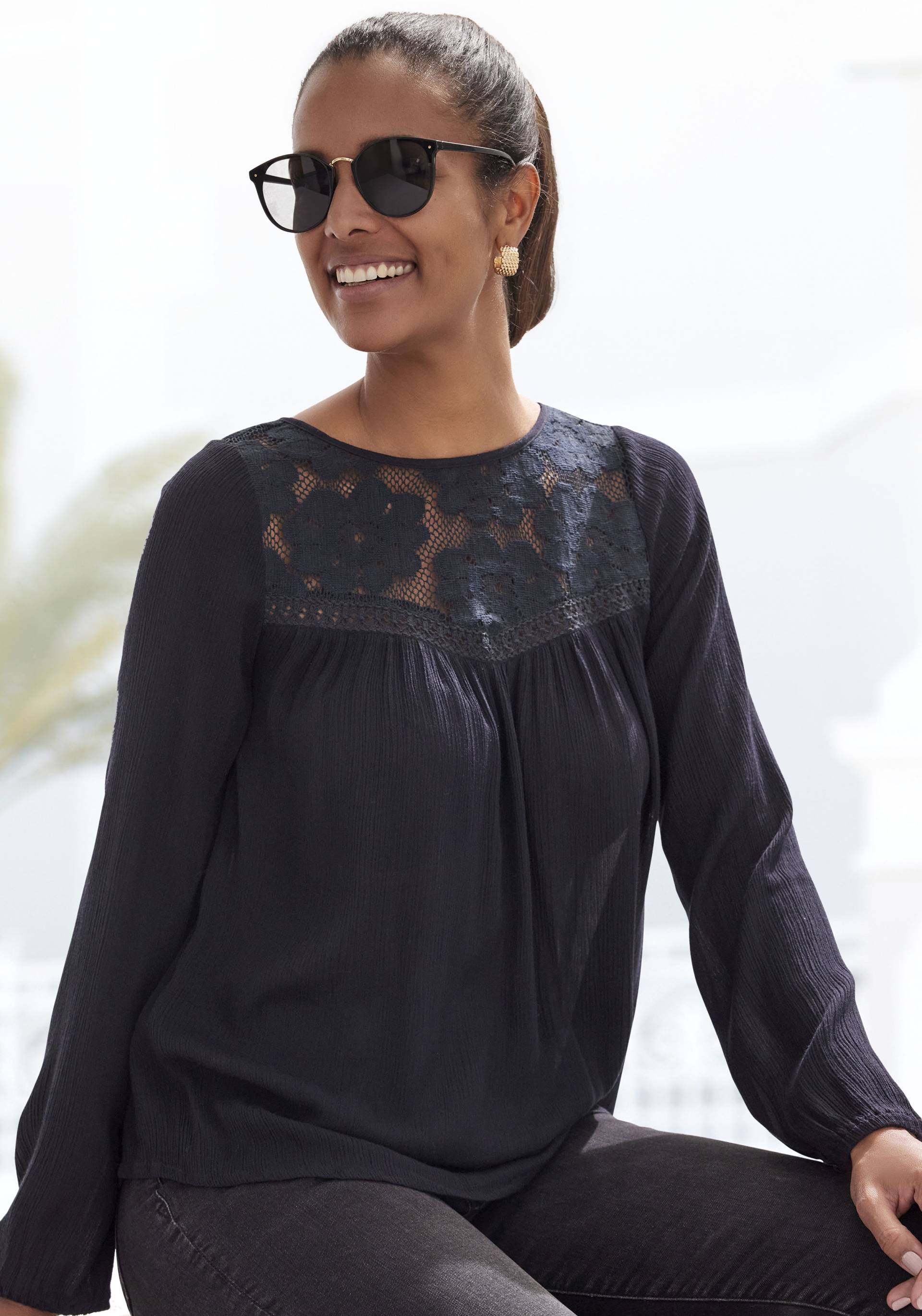 Buffalo Spitzenbluse, aus gewebter Viskose, sommerlich, Boho-Style Buffalo Spitzenbluse, aus gewebter Viskose, sommerlich, Boho-Style von Buffalo