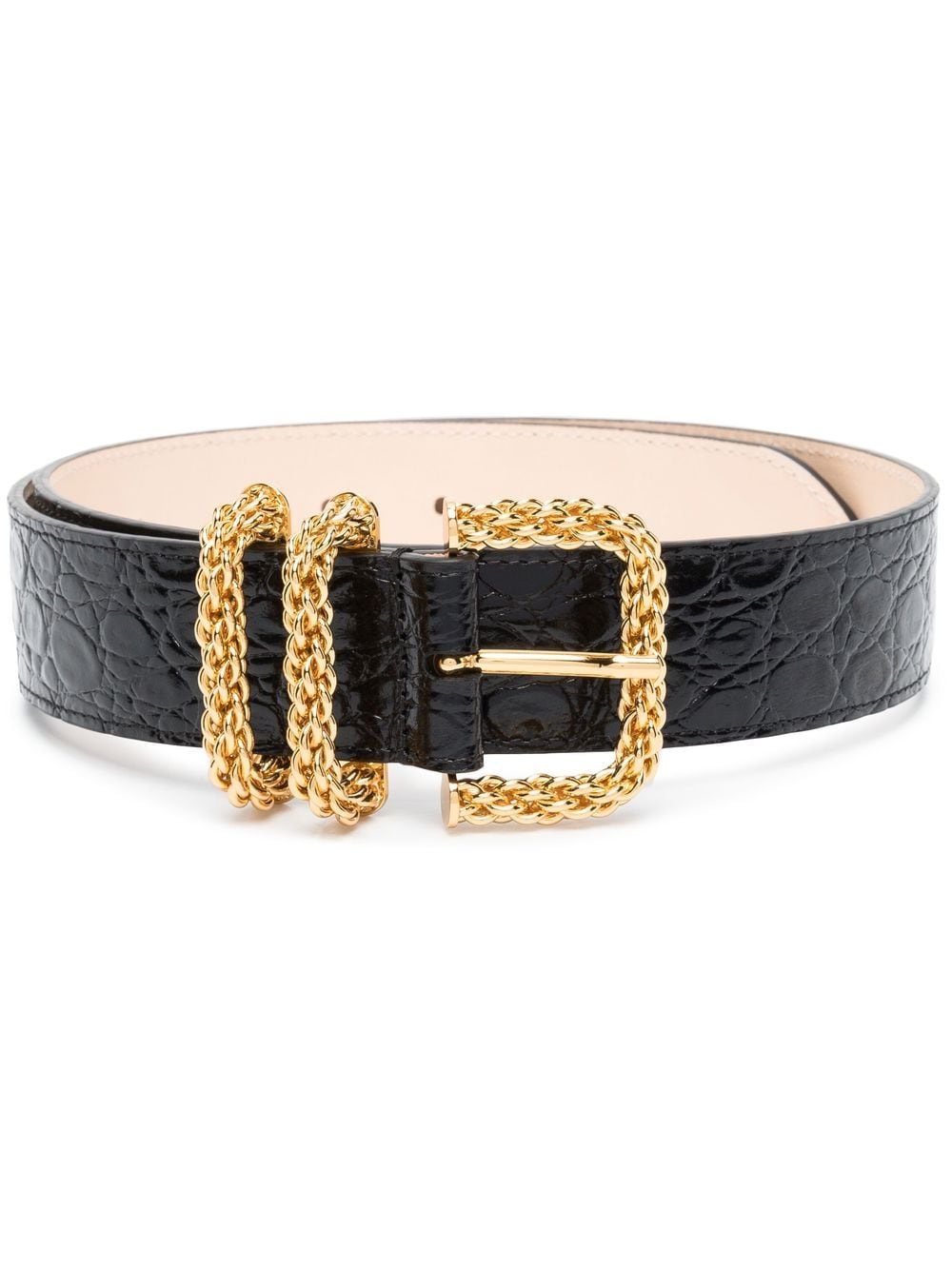 BY FAR Katina crocodile-effect belt - Black von BY FAR