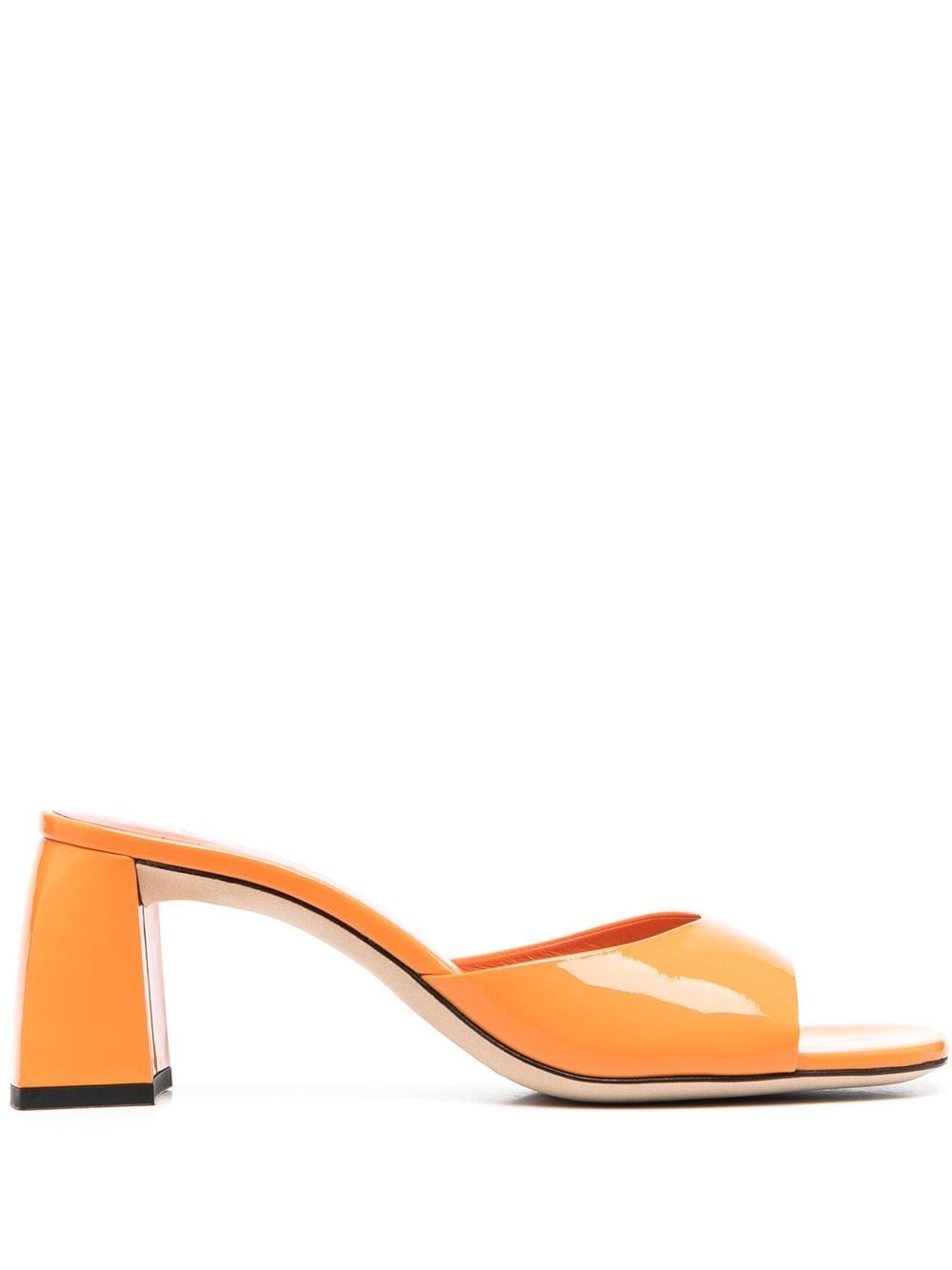 BY FAR Michele patent block-heel mules - Orange von BY FAR