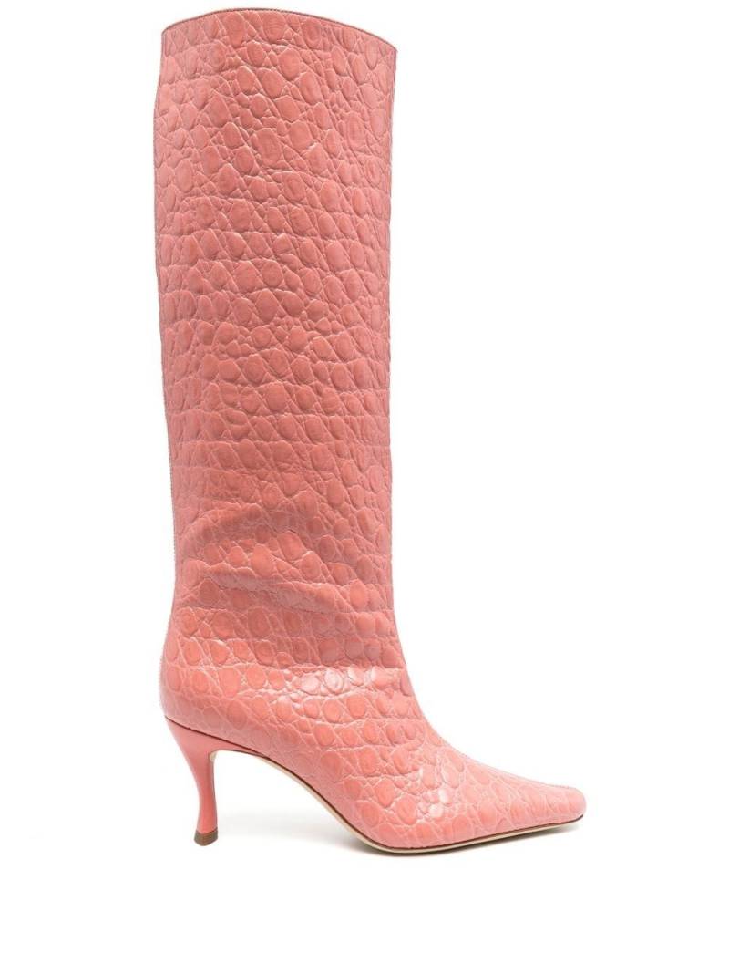 BY FAR crocodile-effect pointed-toe boots - Pink von BY FAR