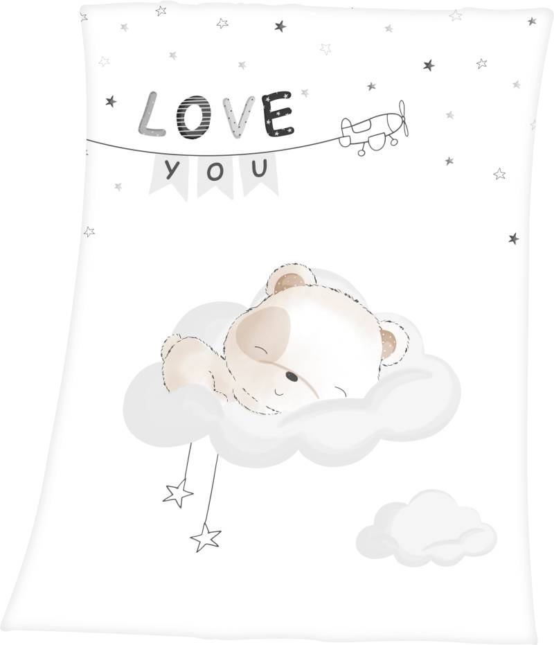 Baby Best Babydecke »Sleeping little bear«, mit niedlichem Teddy Design und Schriftzug, Kuscheldecke von Baby Best