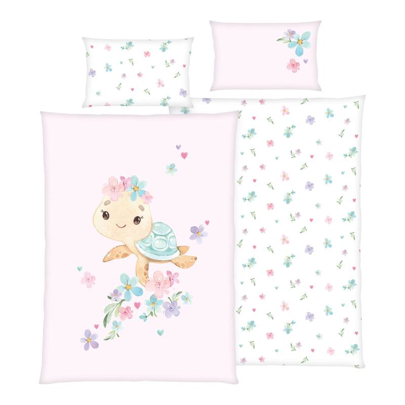 Renforcé Wende-Bettwäsche Little turtle 40x60 / 100/135 cm von Baby Best