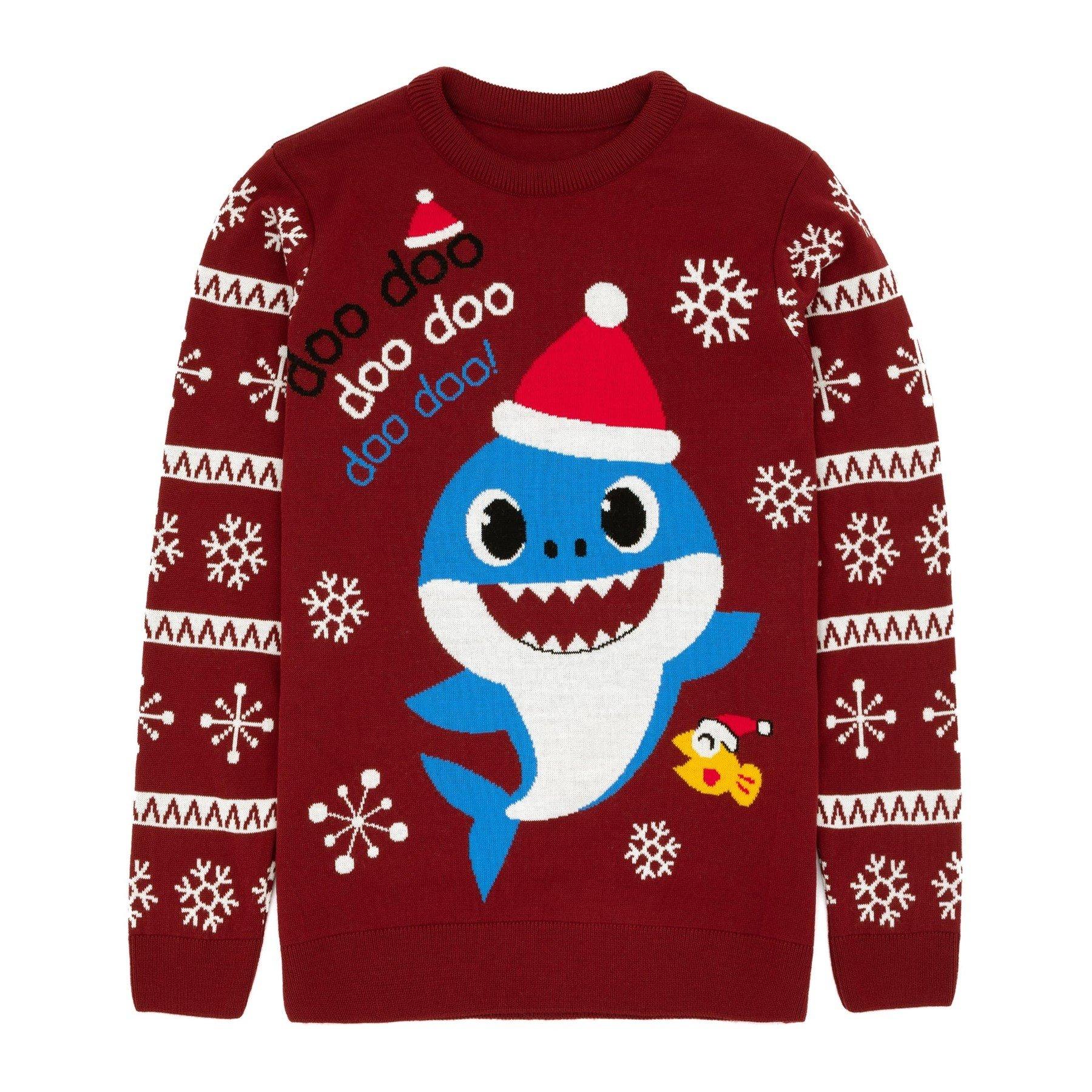 Shark Pullover Weihnachtliches Design Herren Bordeaux S von Baby Shark