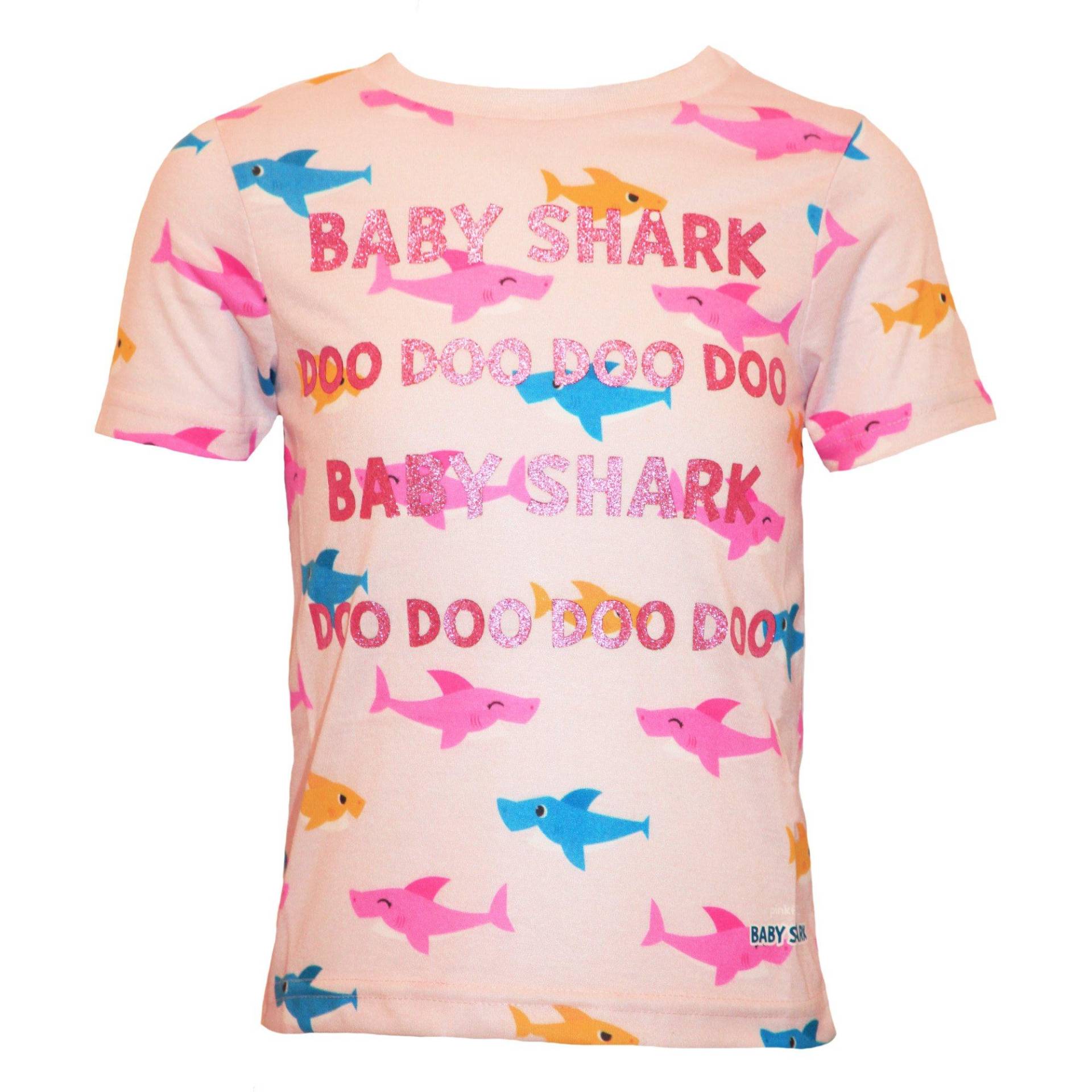 Shark Tshirt, Rundum Bedruckt Mädchen Pink 116 von Baby Shark