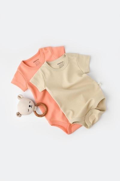 Body, Kurzarm, 2 Pack Unisex Beige 86 von BabyCosy Organic