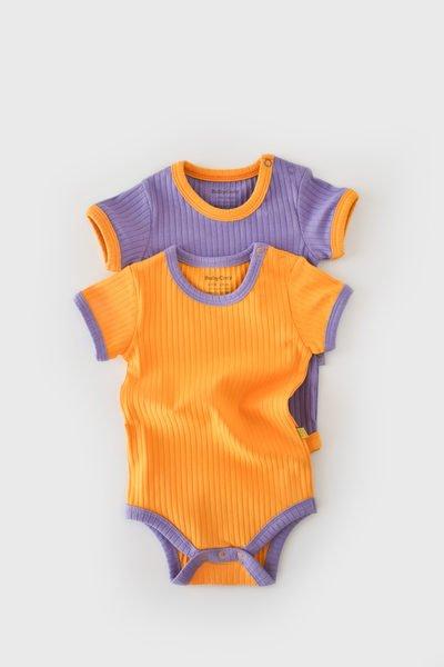 Body, Kurzarm, 2 Pack Unisex Orange 68 von BabyCosy Organic