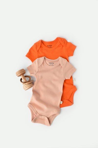 Body, Kurzarm, 2 Pack Unisex Orange 68 von BabyCosy Organic