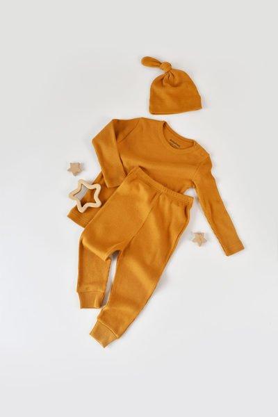 Set, Hose, T-shirt Langarm, Mütze Unisex Gelb Orangé 86 von BabyCosy Organic