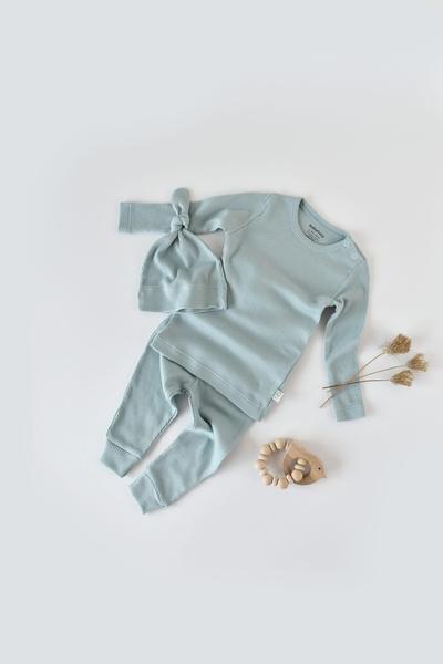 Set, Hose, T-shirt Langarm, Mütze Unisex Mint 62 von BabyCosy Organic