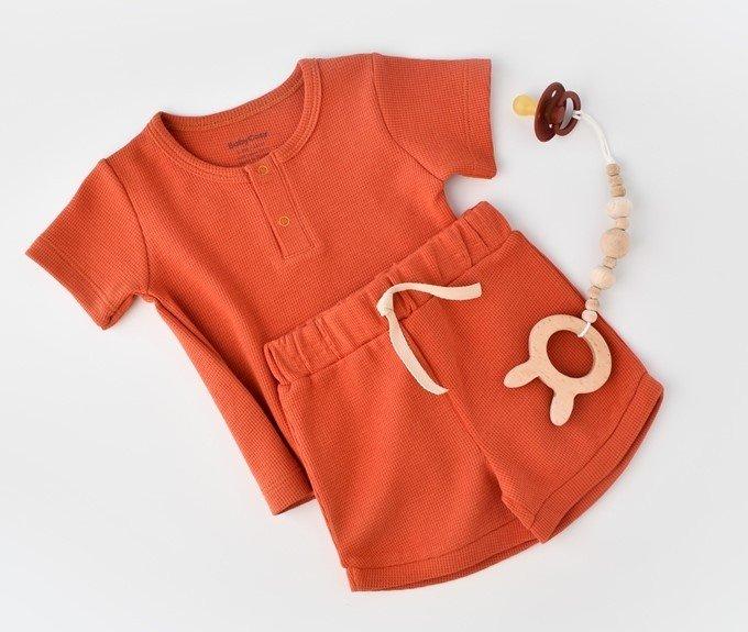 Set, Short, T-shirt Unisex Zimt 62 von BabyCosy Organic