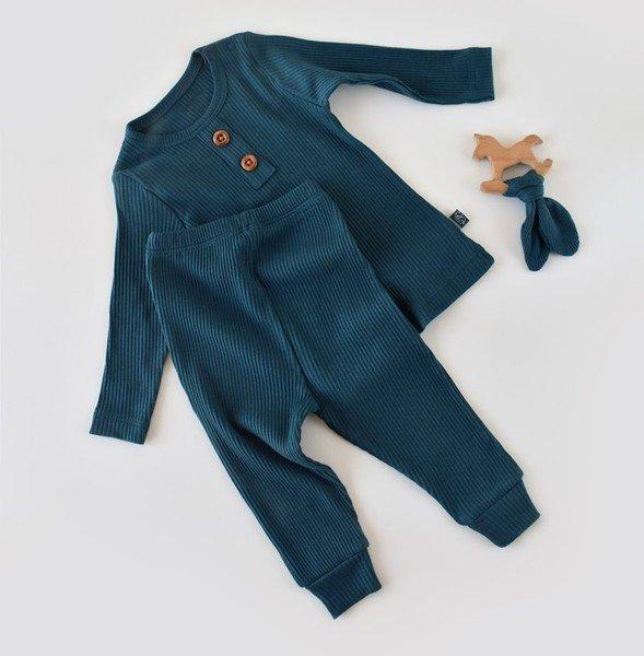 Set: Hose & T-shirt Langarm Unisex Blau 62 von BabyCosy Organic