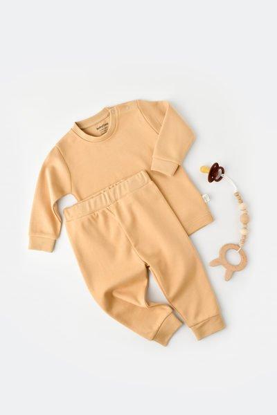 Set: Hose & T-shirt Langarm Unisex Senfgelb 74 von BabyCosy Organic