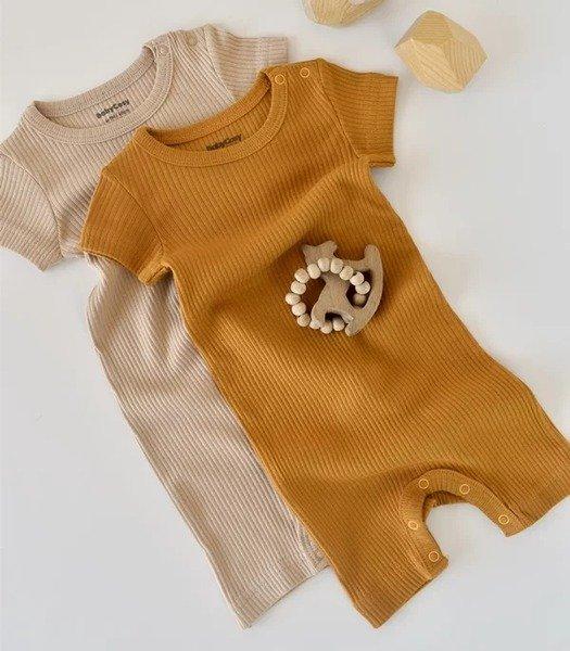 Strampler Kurze, Kurzarm, 2 Pack Unisex Gelb Bunt 56 von BabyCosy Organic