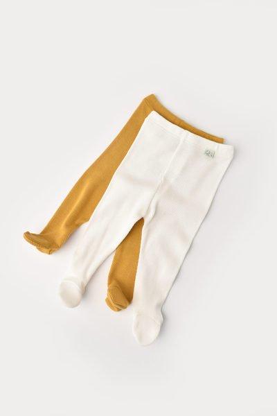 Strickhose Mit Fuß, 2 Pack Unisex Weiss 56 von BabyCosy Organic